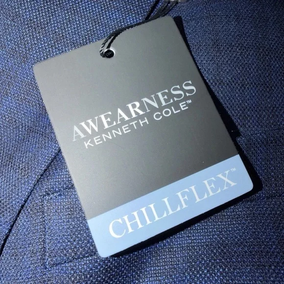 NWT KENNETH COLE CHILLFLEX BLUE CHECK HALF LINED PEAK LAPEL BLAZER 48R - Picture 11 of 13